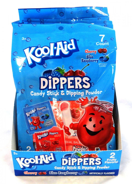 Kool Aid Dippers Candy Stick & Dipping Powder 7ct bag 12ct box Cherry & Blue Raspberry