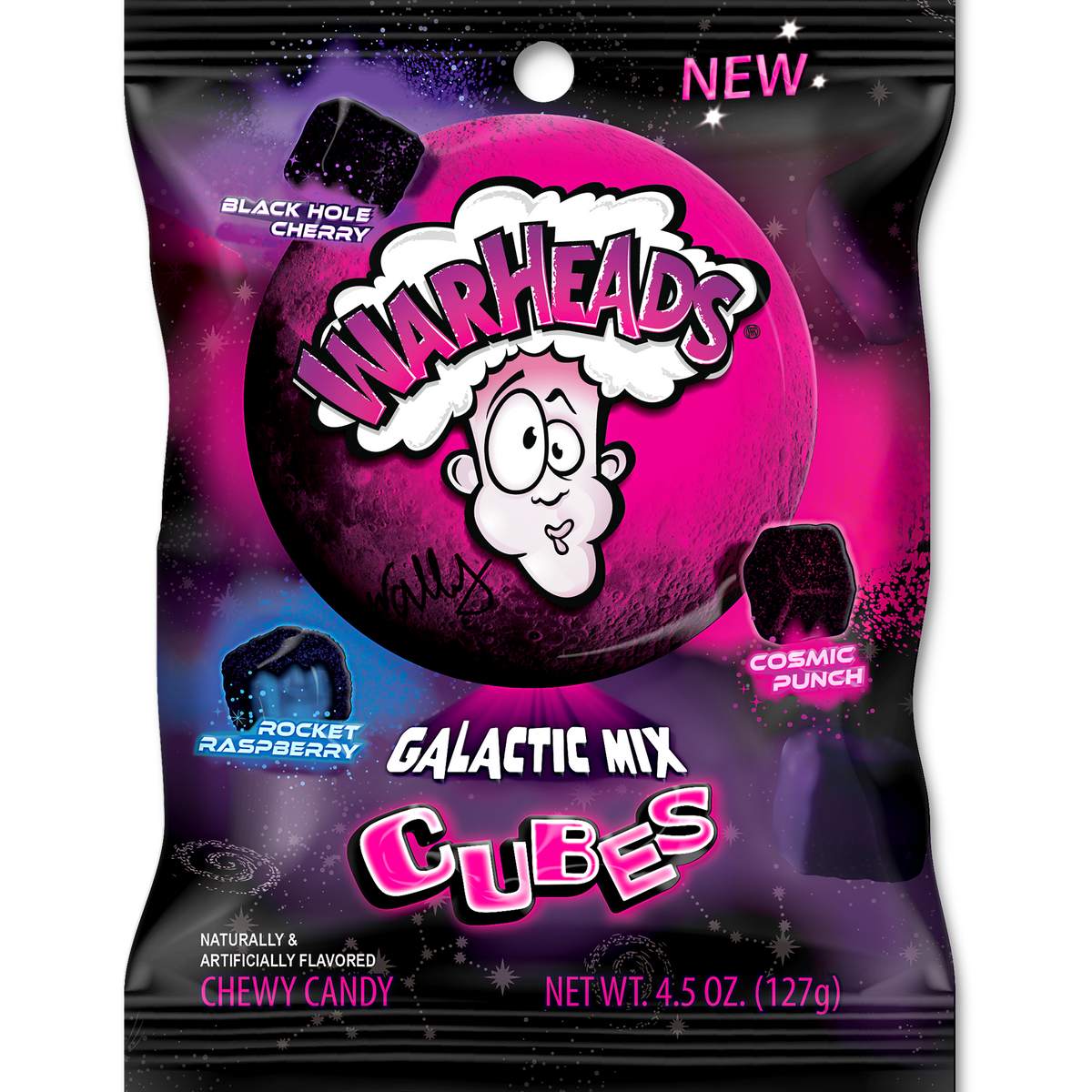 Warheads Galactic Mix Sour Chewy Cubes 4.5oz bag or 12ct case ...