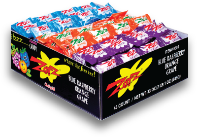 Zotz Blue Raspberry Orange Grape 4pc strip or 48ct box — Sweeties Zotz Blue Raspberry Orange Grape 4pc strip or 48ct box — Sweeties